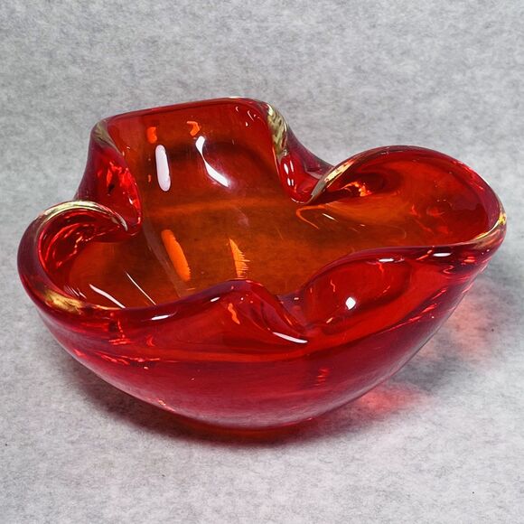 Vintage Murano Art Glass Bowl Ashtray Trinket Dish 6" Mid Century Modern Decor - Picture 8 of 11